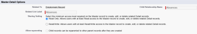 screenshot of API master detail section